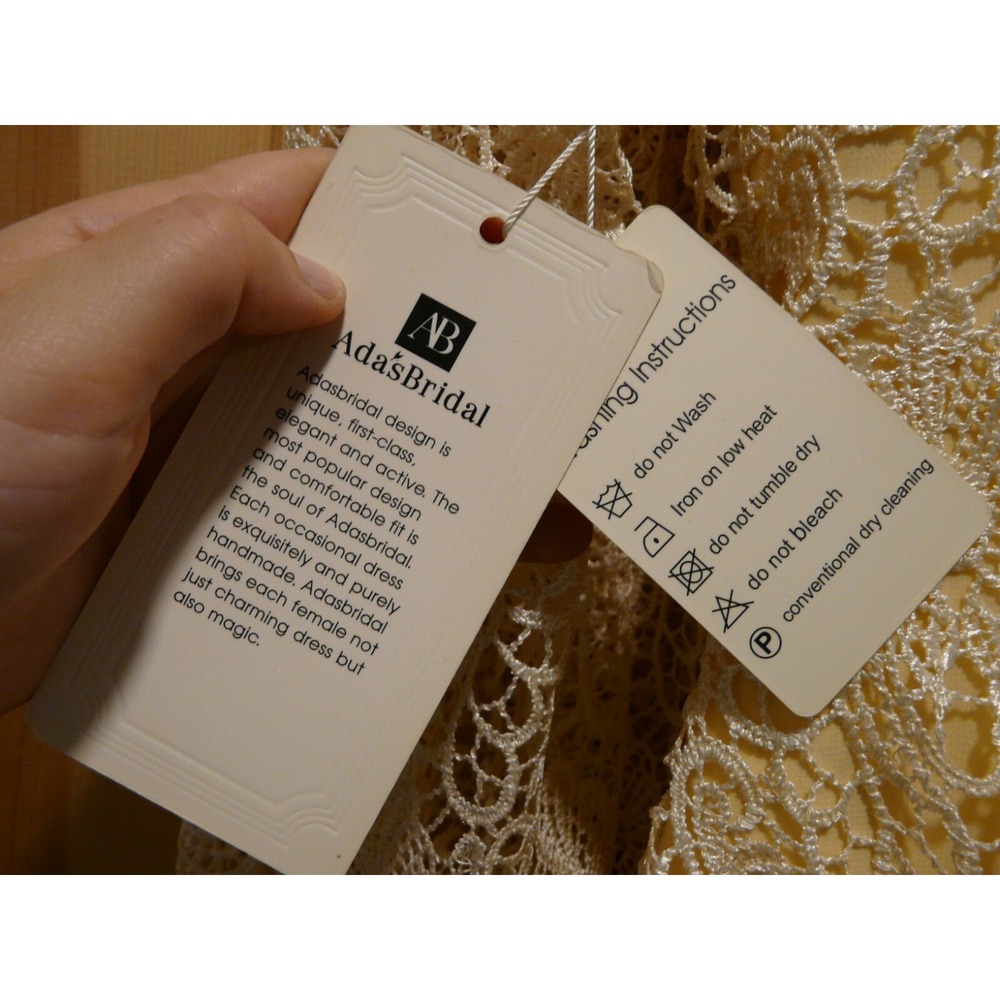 Ada's‎ Bridal Dress Yellow Crochet Lace Short Lined Size 38" Bust 28" Length NWT - Picture 6 of 9